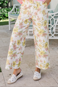 Pretty With Purpose Yellow Floral Wide Leg Jeans