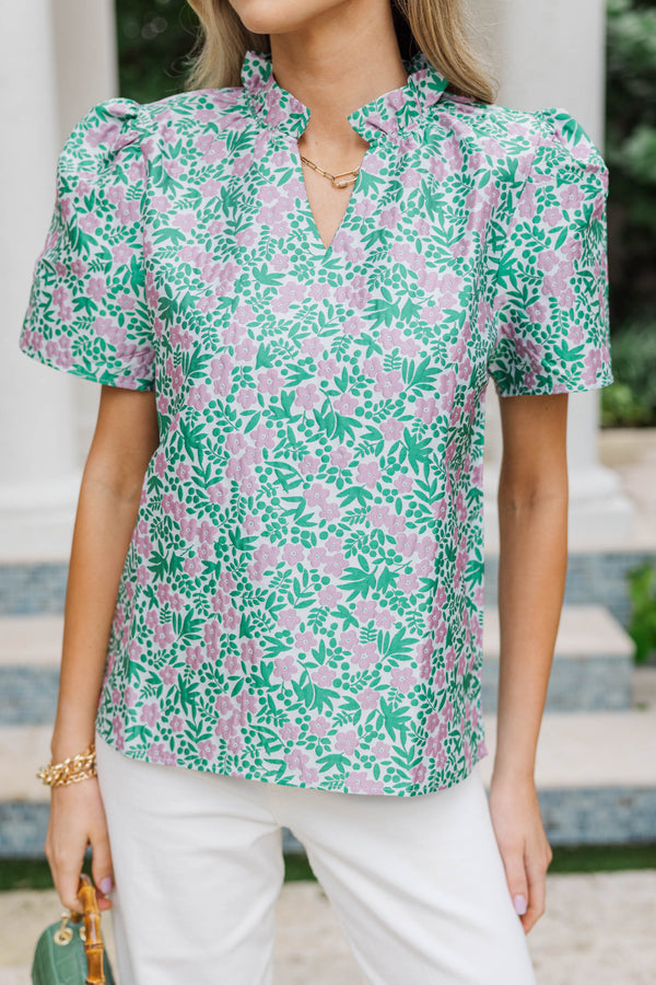 Pretty Made Simple Green Floral Blouse