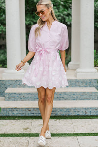 Southern Charm Pink Embroidered Striped Dress