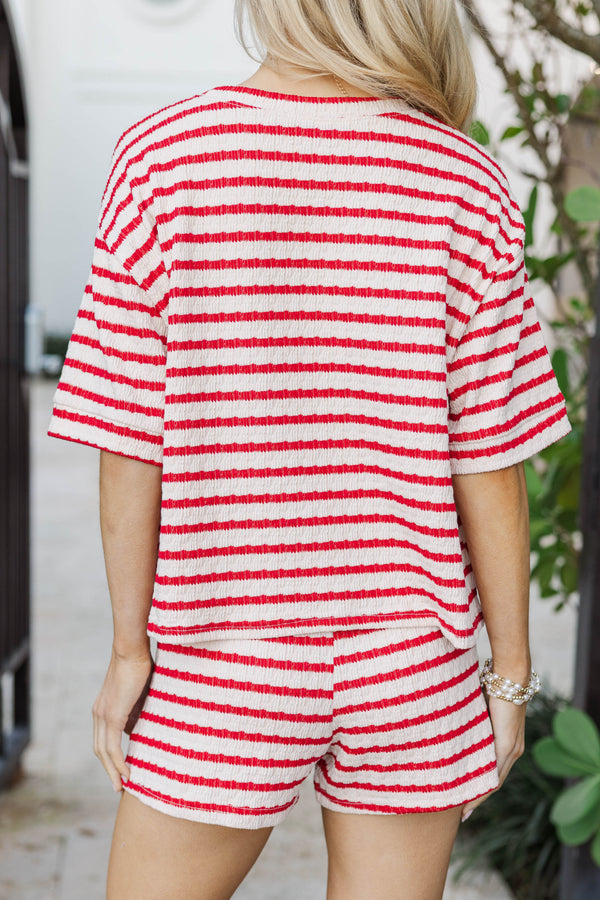 Missing You Here Red Striped Set