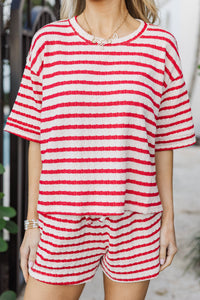 Missing You Here Red Striped Set