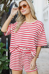 Missing You Here Red Striped Set