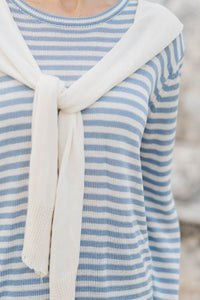 To Have You Near Light Blue Striped Sweater