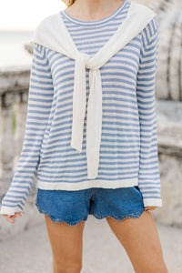 To Have You Near Light Blue Striped Sweater