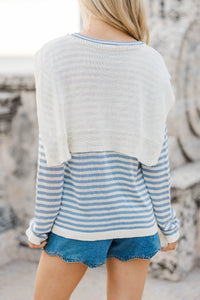 To Have You Near Light Blue Striped Sweater