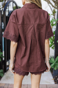 English Factory: When You’re Here Brown Eyelet Blouse