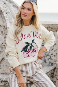 English Factory: Where We Began Cream Novelty Sweater