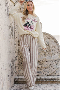 The Everyday Darling Brown Striped Pants
