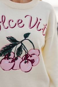 English Factory: Where We Began Cream Novelty Sweater