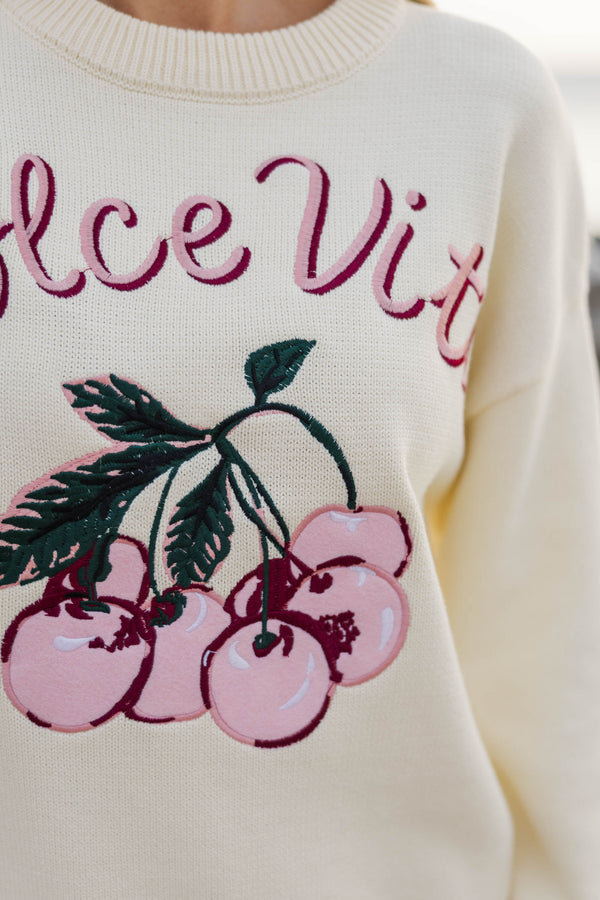 English Factory: Where We Began Cream Novelty Sweater