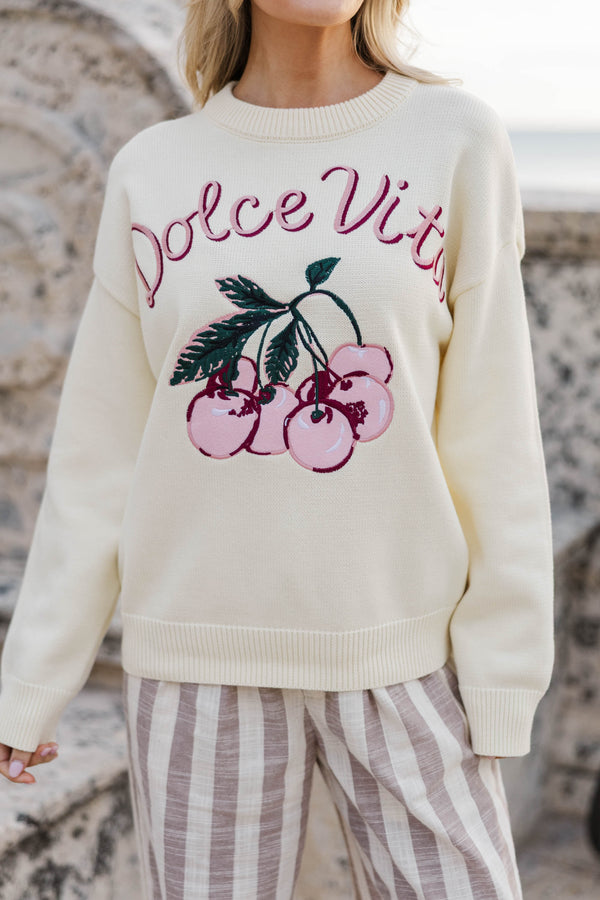English Factory: Where We Began Cream Novelty Sweater