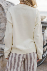 English Factory: Where We Began Cream Novelty Sweater