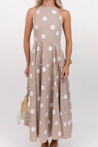 Thinking Of You Taupe Polka Dot Maxi Dress