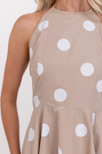 Thinking Of You Taupe Polka Dot Maxi Dress