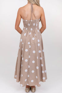 Thinking Of You Taupe Polka Dot Maxi Dress