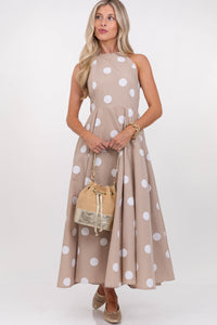 Thinking Of You Taupe Polka Dot Maxi Dress