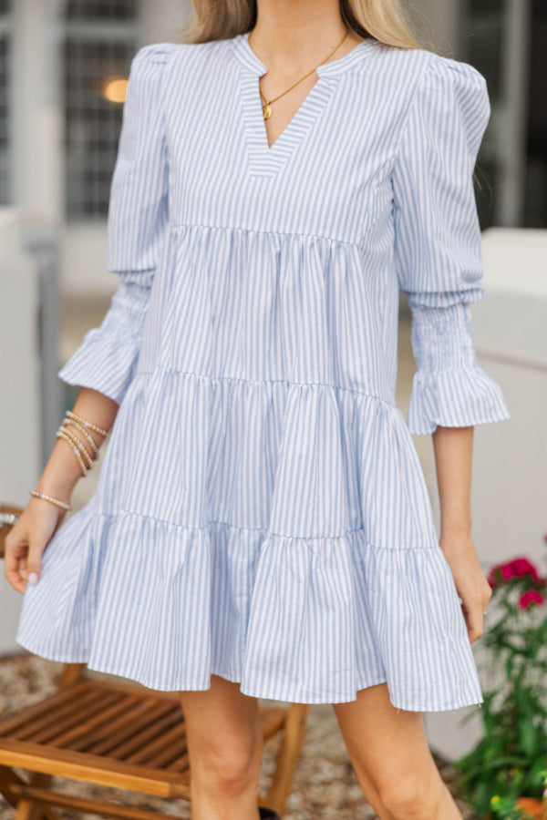 In Your Happy Place Light Blue Striped Dress