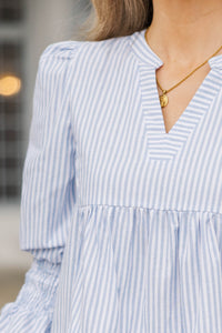 In Your Happy Place Light Blue Striped Dress