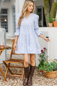 In Your Happy Place Light Blue Striped Dress