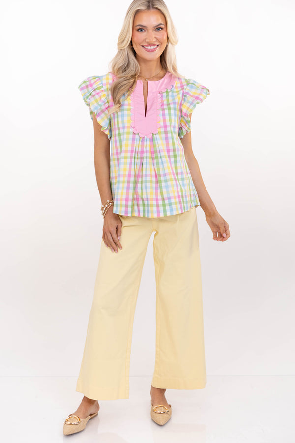 The Right Impression Yellow Gingham Blouse
