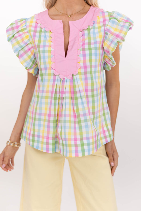 The Right Impression Yellow Gingham Blouse