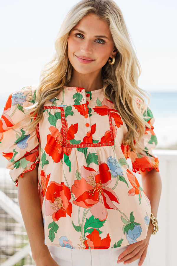 Sweet Devotion Blush Floral Blouse