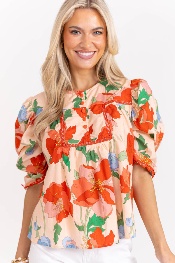 Sweet Devotion Blush Floral Blouse