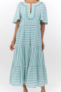 Easy Win Green Striped Midi Dress