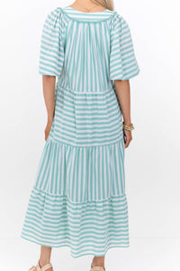 Easy Win Green Striped Midi Dress