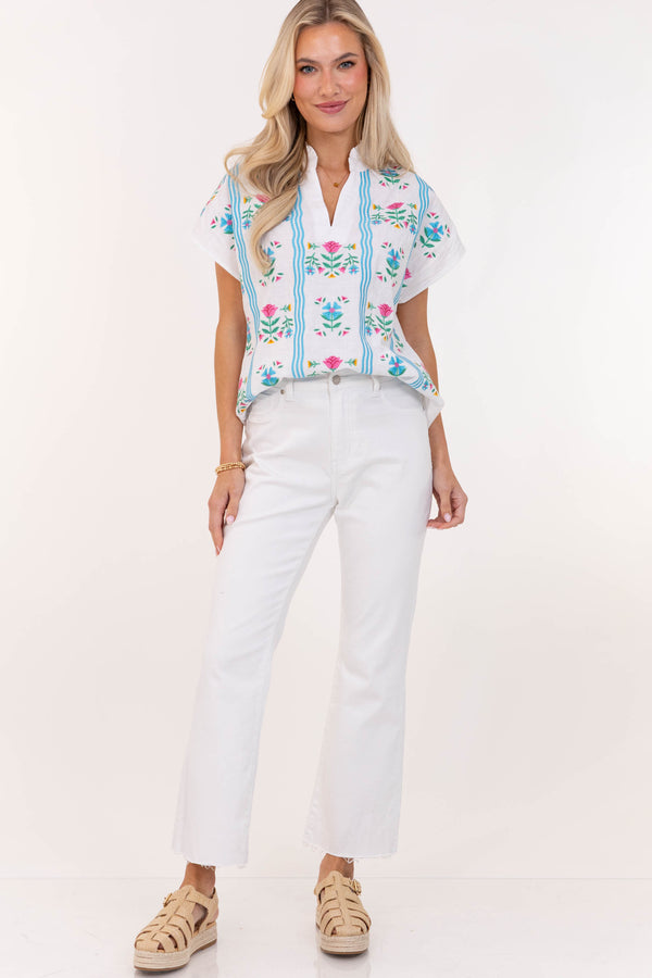 Pretty Much Perfect White Embroidered Blouse