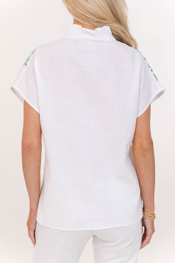 Pretty Much Perfect White Embroidered Blouse