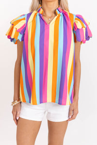 Stars in Her Eyes Blue Striped Blouse