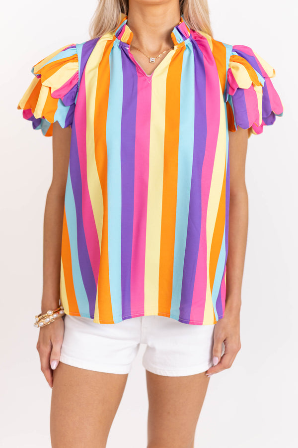 Stars in Her Eyes Blue Striped Blouse