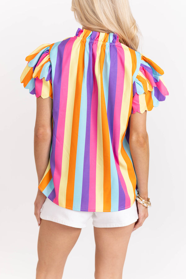 Stars in Her Eyes Blue Striped Blouse