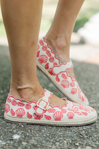 Matisse: So Easy To Choose Red Embroidered Flats