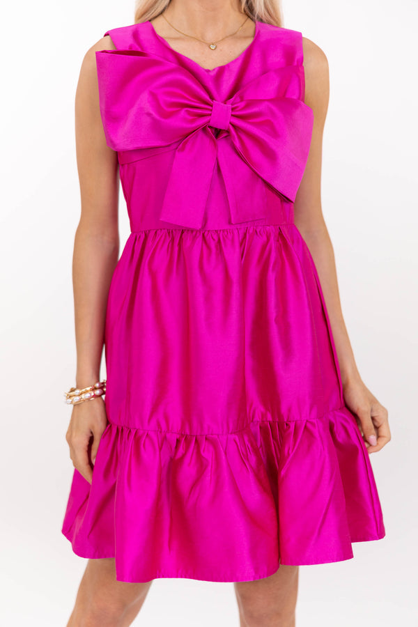 The Grand Entrance Fuchsia Bow Dress
