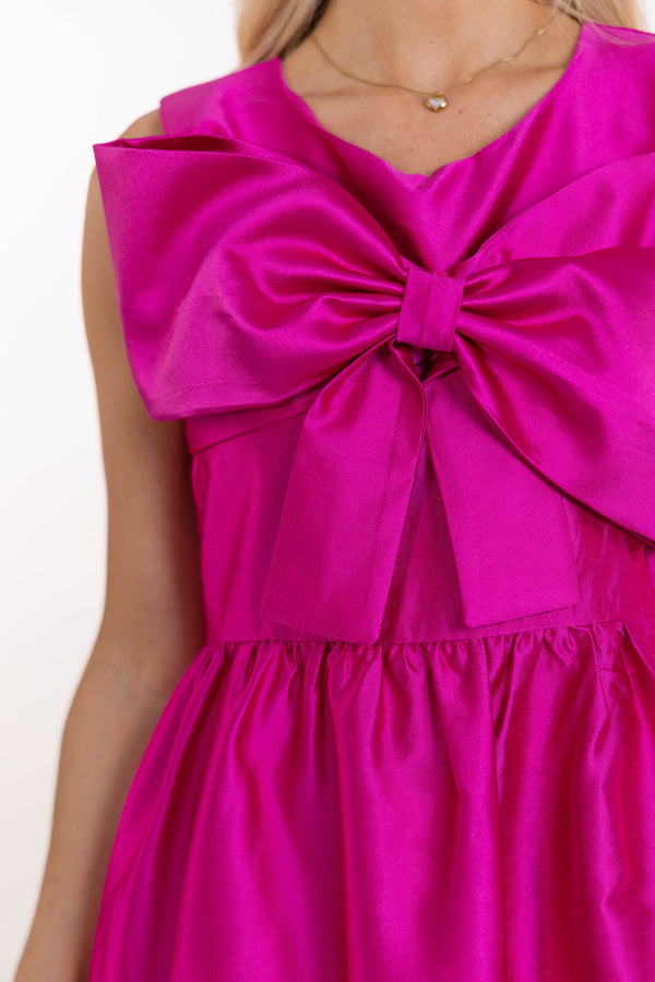 The Grand Entrance Fuchsia Bow Dress
