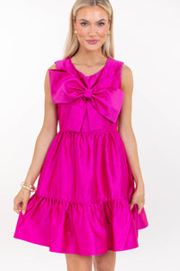 The Grand Entrance Fuchsia Bow Dress