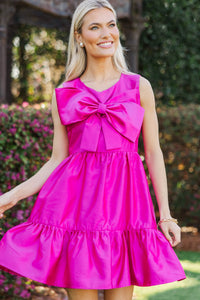 The Grand Entrance Fuchsia Bow Dress