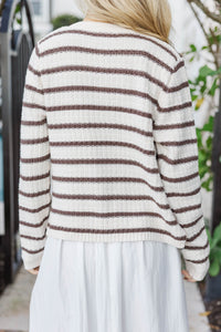 Chic Comfort Brown Striped Cardigan