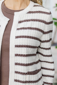 Chic Comfort Brown Striped Cardigan