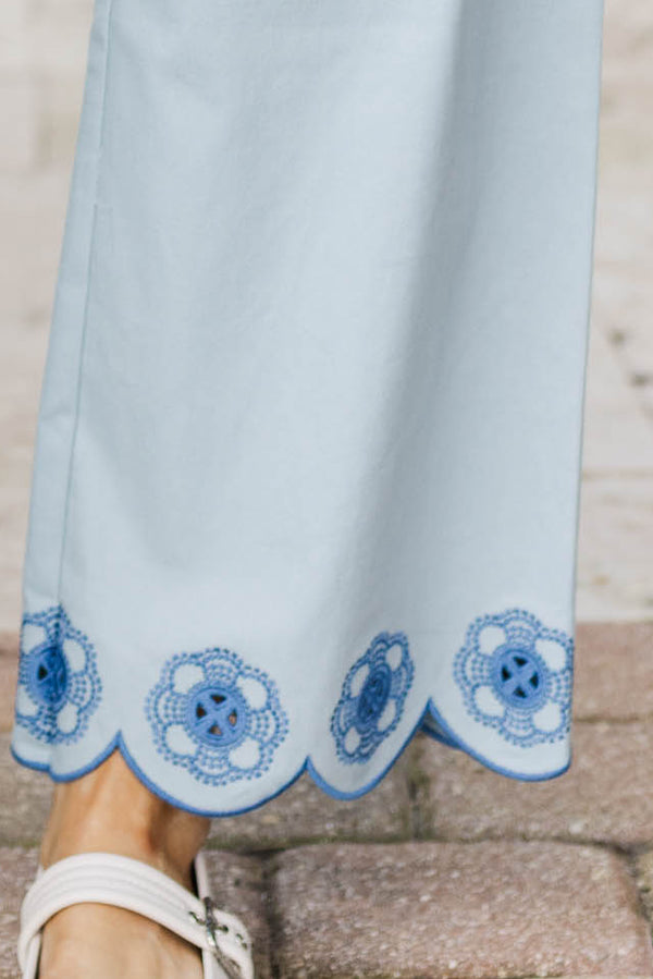 The Blossom & Grace Blue Embroidered Pants