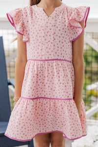 Girls: At This Time Blush Ditsy Floral Dress