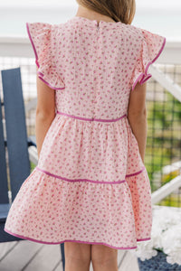 Girls: At This Time Blush Ditsy Floral Dress