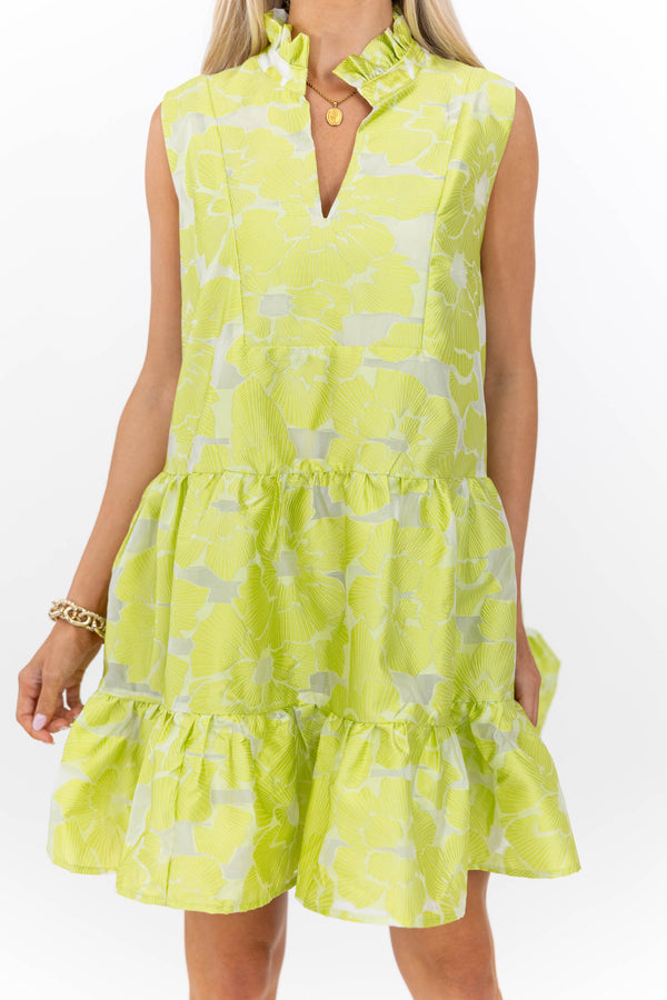 Feminine Joy Green Floral Dress