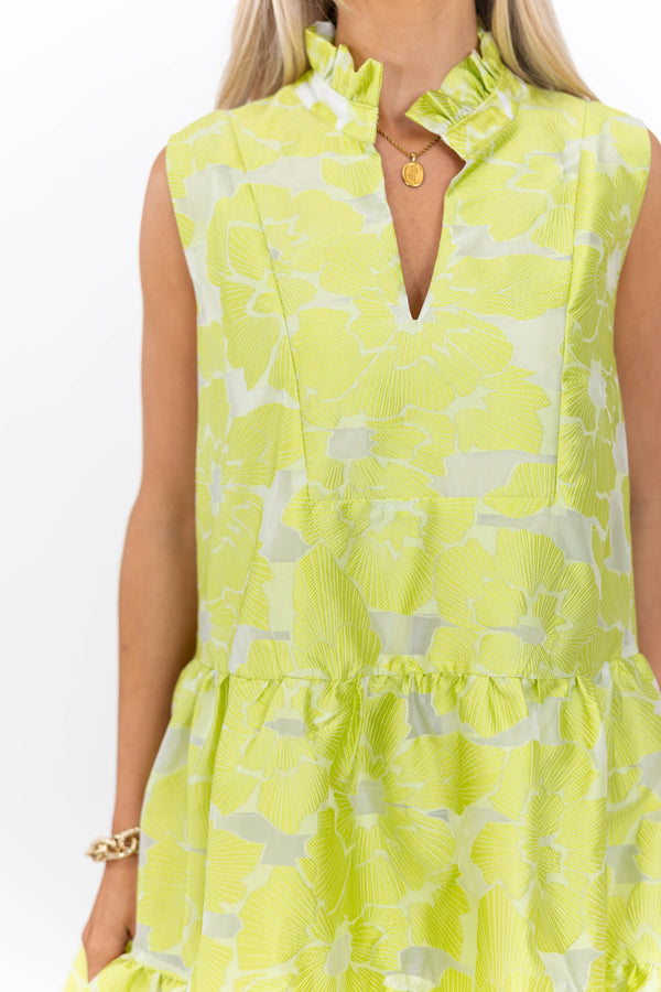 Feminine Joy Green Floral Dress