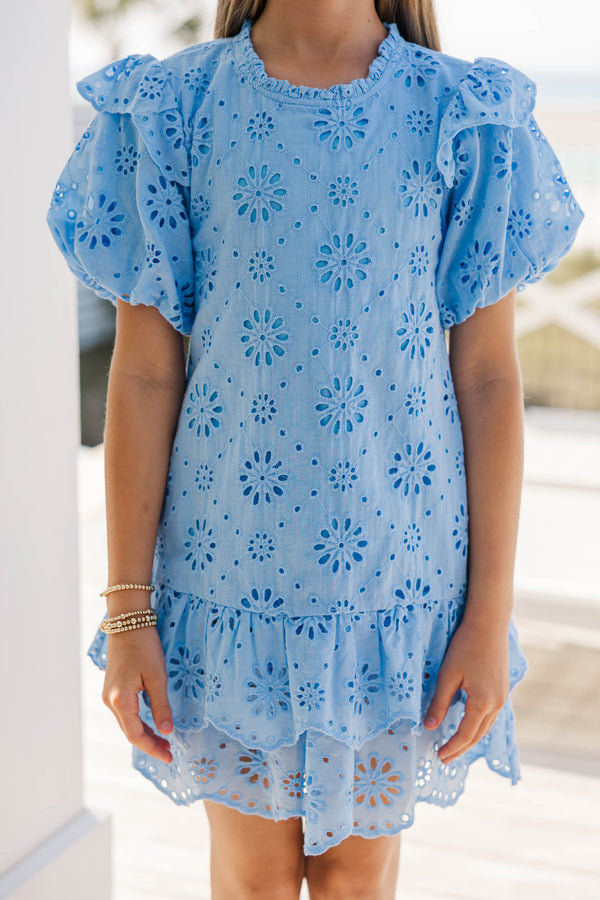 Girls: Get What You Love Light Blue Eyelet Dress – Shop the Mint