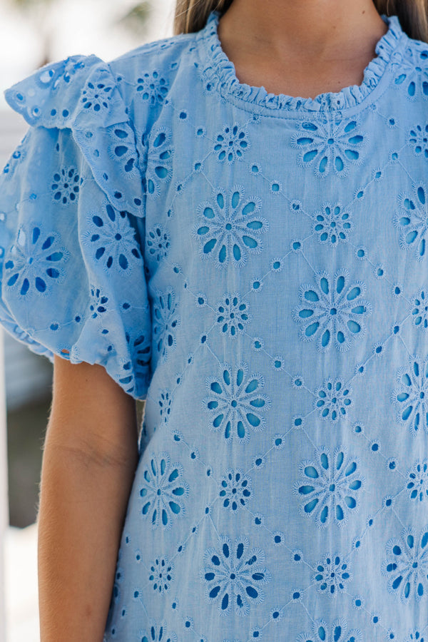 Girls: Get What You Love Light Blue Eyelet Dress – Shop the Mint