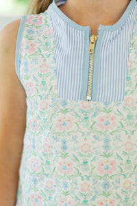 Girls: The Rosalie Light Blue Mixed Print Dress