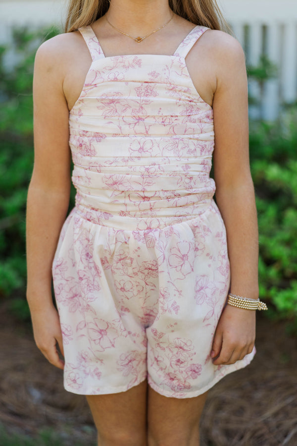 Girls: All About Charm Pink Toile Romper